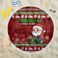 Tractor Santa Christmas Beach Blanket Xmas Holiday Patterns - Wonder Print Shop