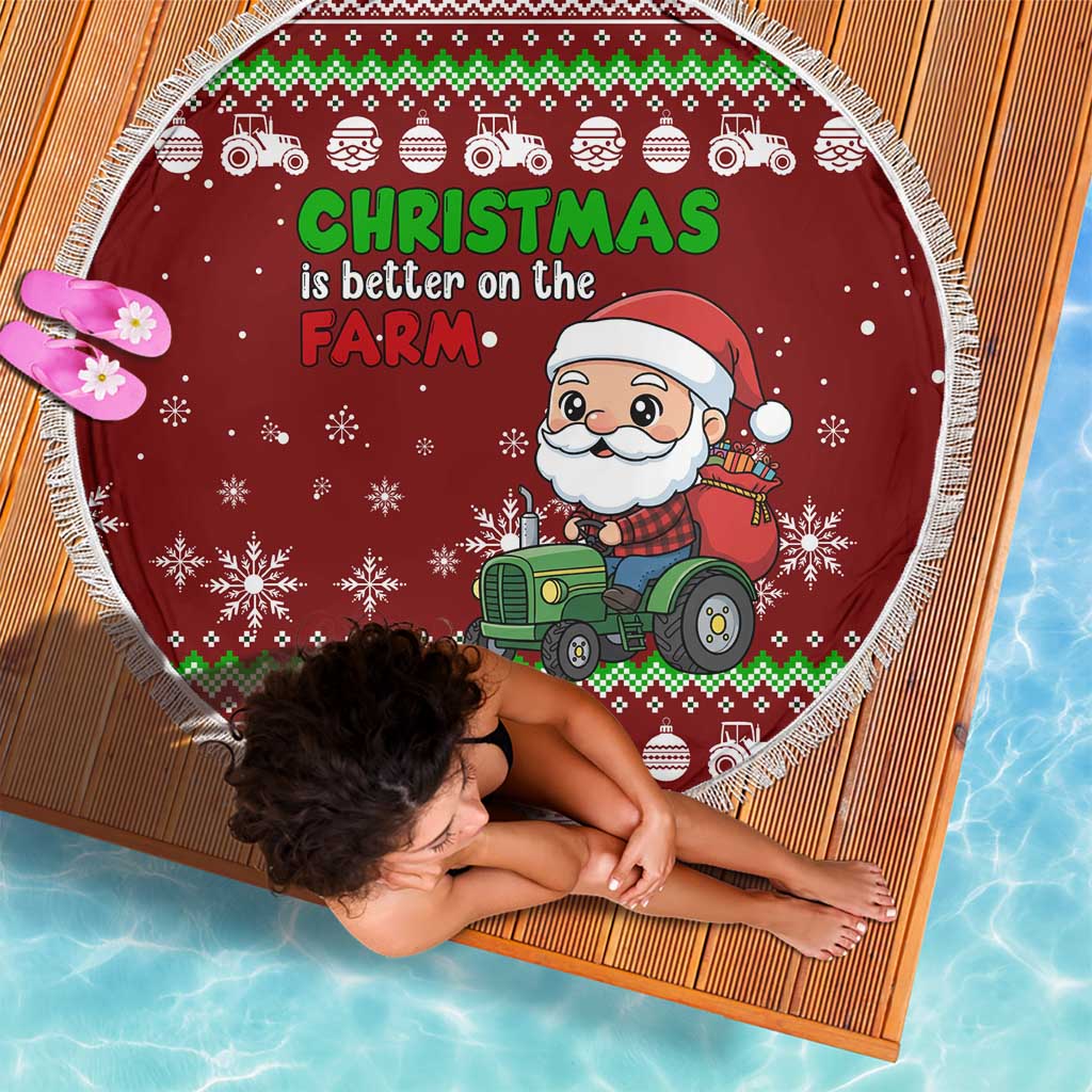 Tractor Santa Christmas Beach Blanket Xmas Holiday Patterns - Wonder Print Shop