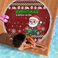 Tractor Santa Christmas Beach Blanket Xmas Holiday Patterns - Wonder Print Shop