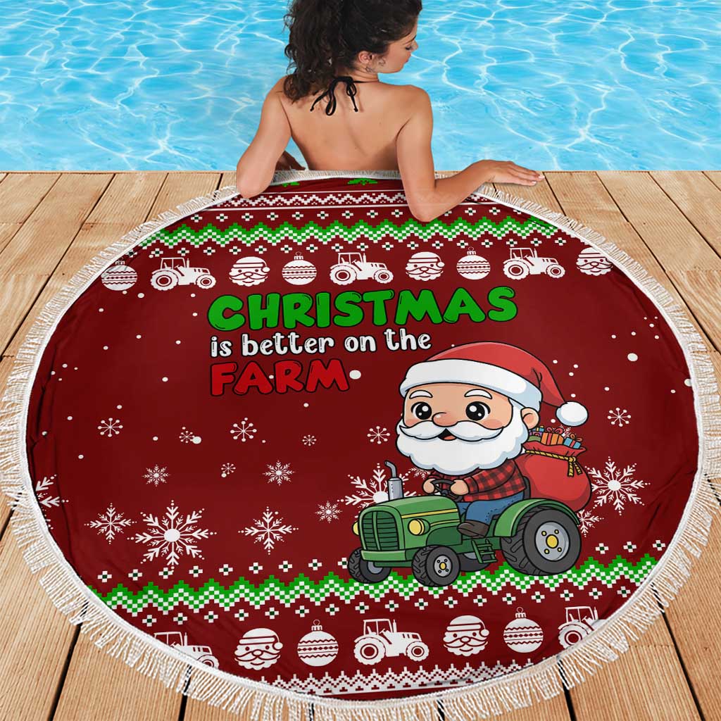 Tractor Santa Christmas Beach Blanket Xmas Holiday Patterns - Wonder Print Shop