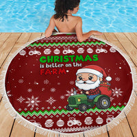 Tractor Santa Christmas Beach Blanket Xmas Holiday Patterns - Wonder Print Shop