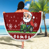 Tractor Santa Christmas Beach Blanket Xmas Holiday Patterns - Wonder Print Shop