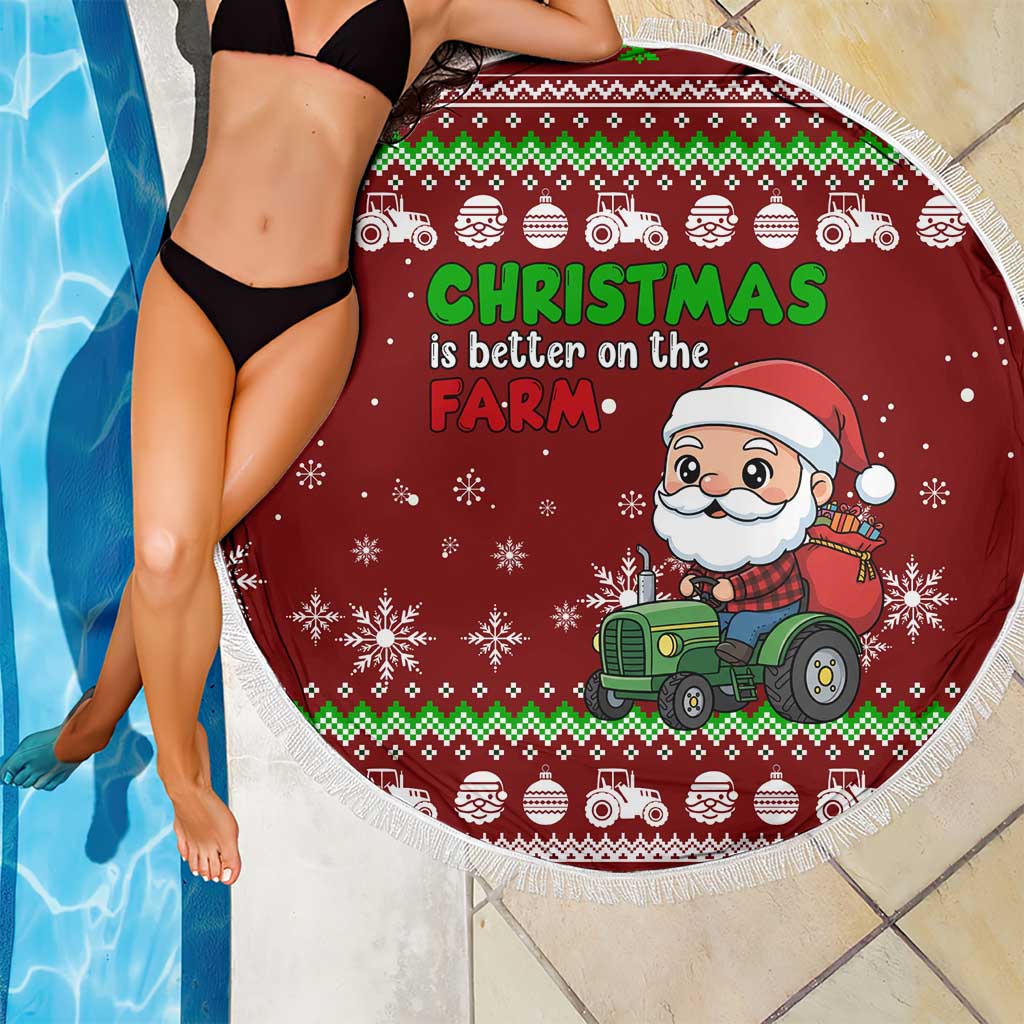 Tractor Santa Christmas Beach Blanket Xmas Holiday Patterns - Wonder Print Shop