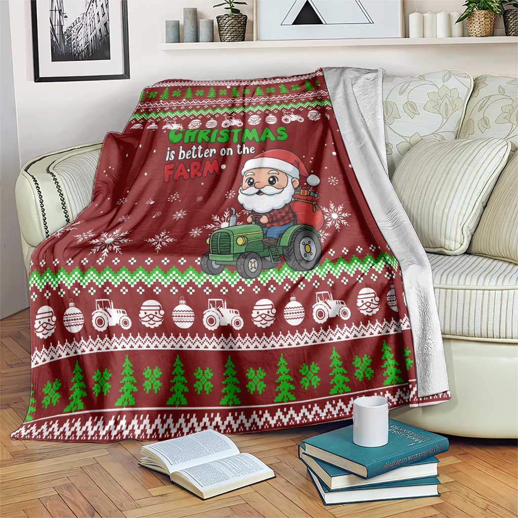 Tractor Santa Christmas Blanket Xmas Holiday Patterns - Wonder Print Shop