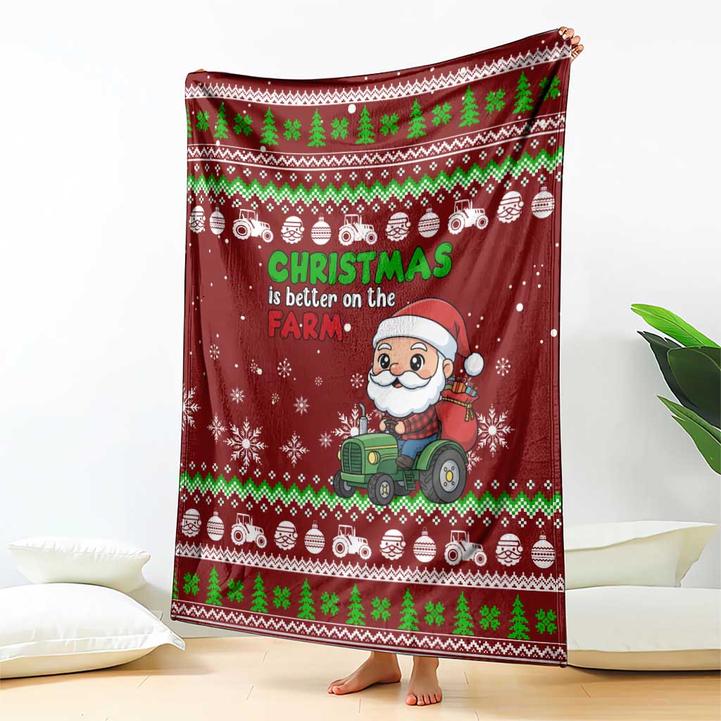 Tractor Santa Christmas Blanket Xmas Holiday Patterns - Wonder Print Shop