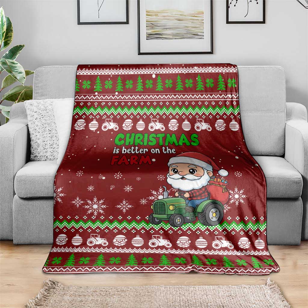 Tractor Santa Christmas Blanket Xmas Holiday Patterns - Wonder Print Shop