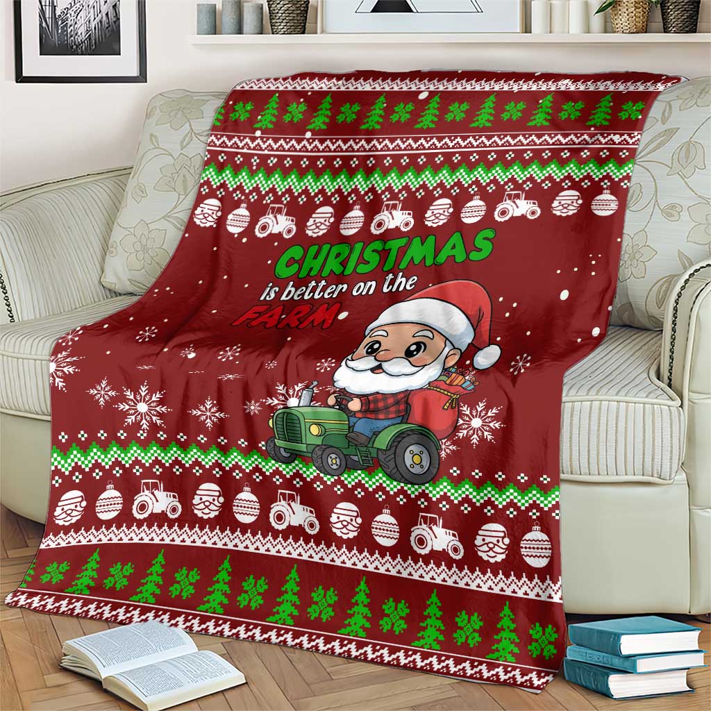 Tractor Santa Christmas Blanket Xmas Holiday Patterns - Wonder Print Shop