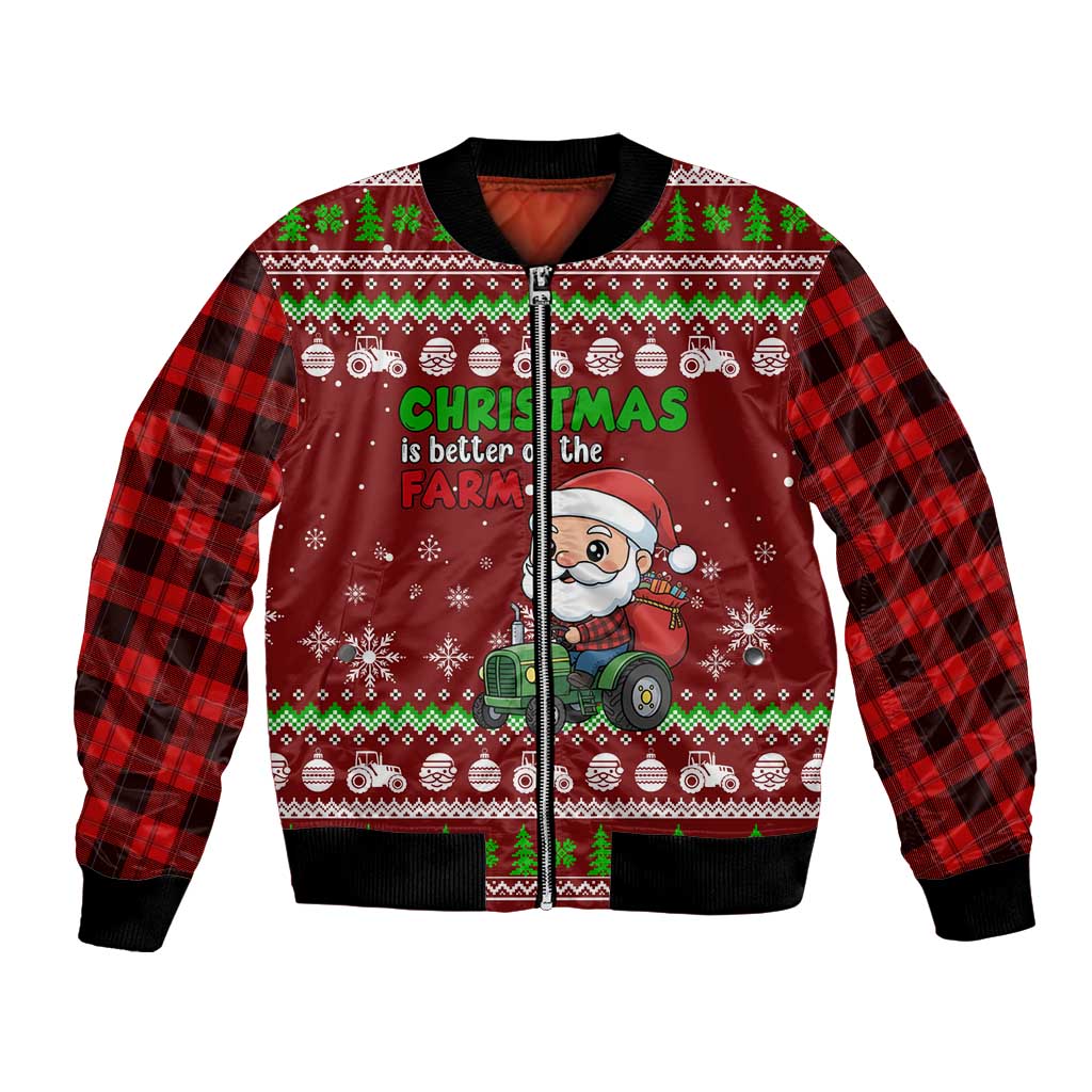 Tractor Santa Christmas Bomber Jacket Xmas Holiday Patterns - Wonder Print Shop
