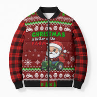 Tractor Santa Christmas Bomber Puffer Jacket Xmas Holiday Patterns - Wonder Print Shop