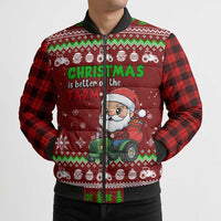 Tractor Santa Christmas Bomber Puffer Jacket Xmas Holiday Patterns - Wonder Print Shop