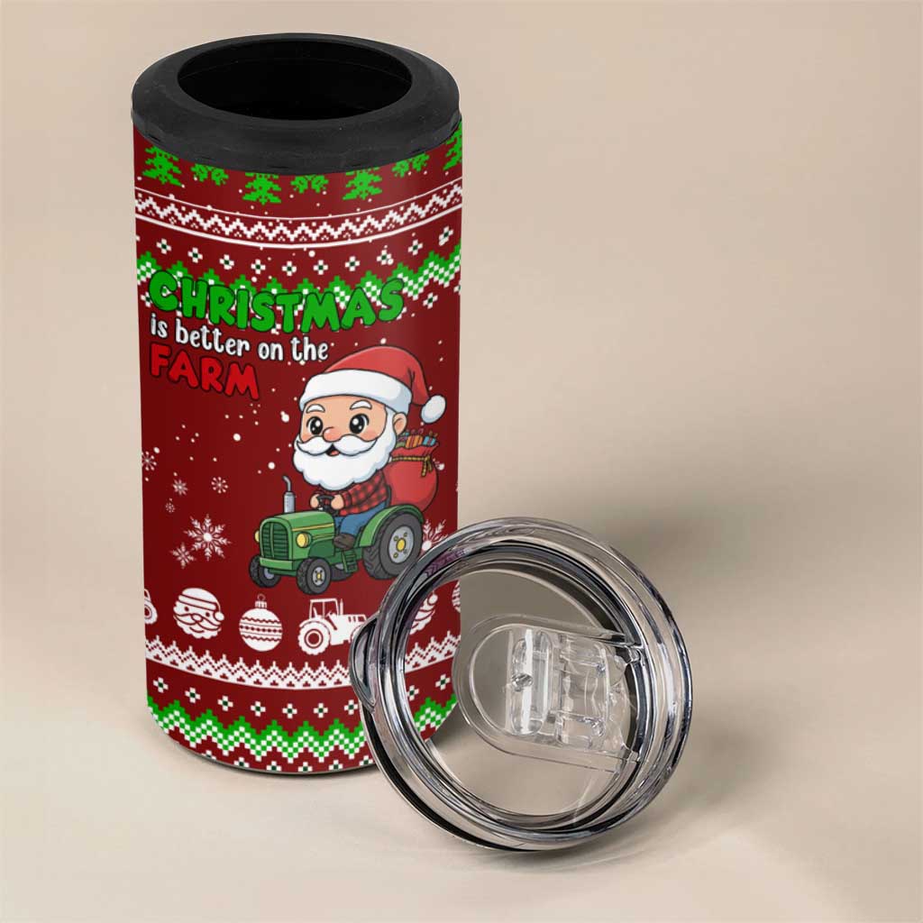 Tractor Santa Christmas 4 in 1 Can Cooler Tumbler Xmas Holiday Patterns - Wonder Print Shop
