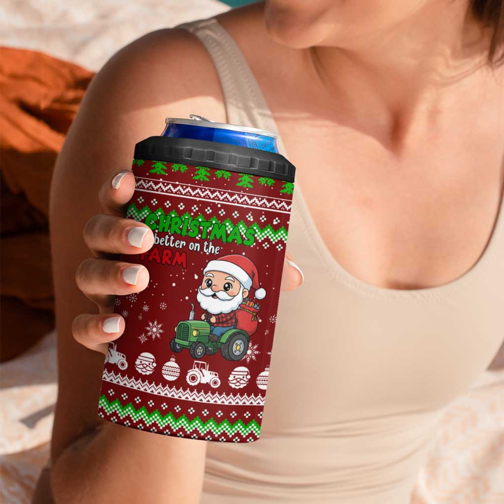 Tractor Santa Christmas 4 in 1 Can Cooler Tumbler Xmas Holiday Patterns - Wonder Print Shop
