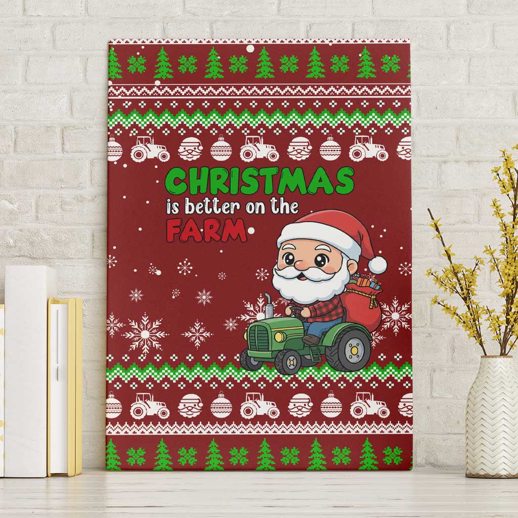 Tractor Santa Christmas Canvas Wall Art Xmas Holiday Patterns - Wonder Print Shop