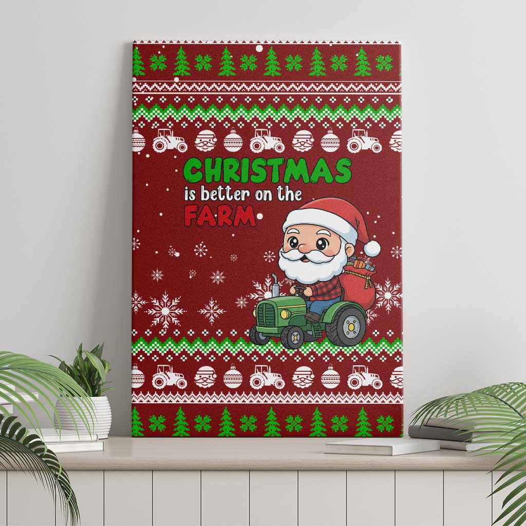 Tractor Santa Christmas Canvas Wall Art Xmas Holiday Patterns - Wonder Print Shop