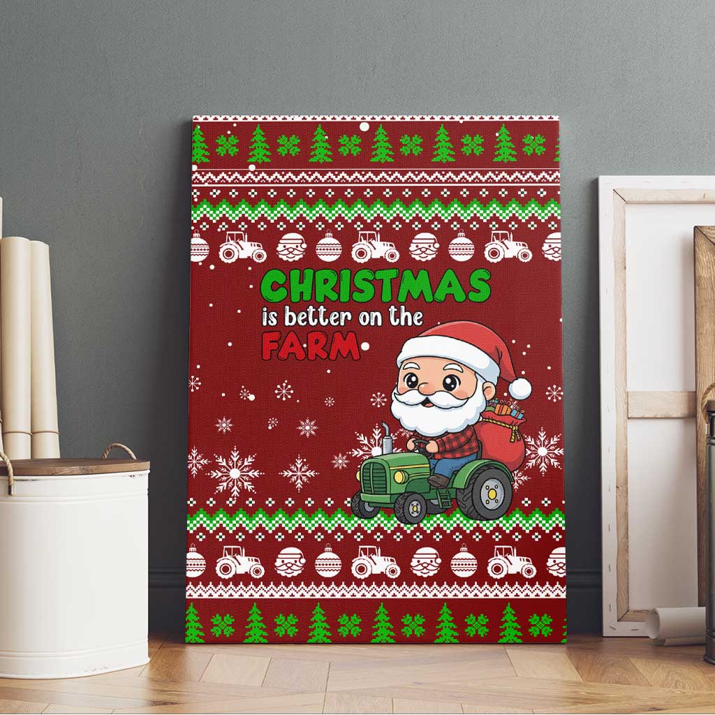 Tractor Santa Christmas Canvas Wall Art Xmas Holiday Patterns - Wonder Print Shop