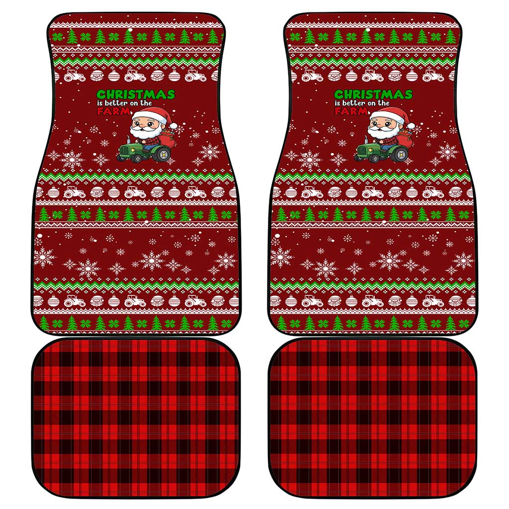Tractor Santa Christmas Car Mats Xmas Holiday Patterns - Wonder Print Shop