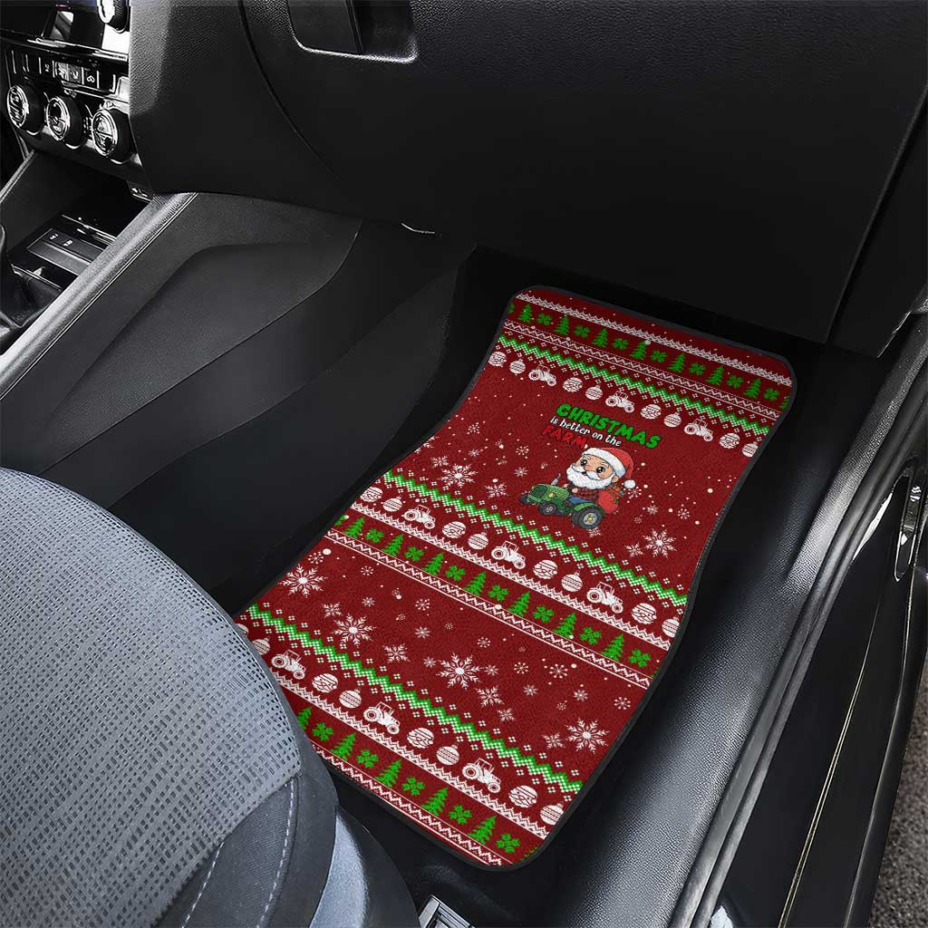 Tractor Santa Christmas Car Mats Xmas Holiday Patterns - Wonder Print Shop