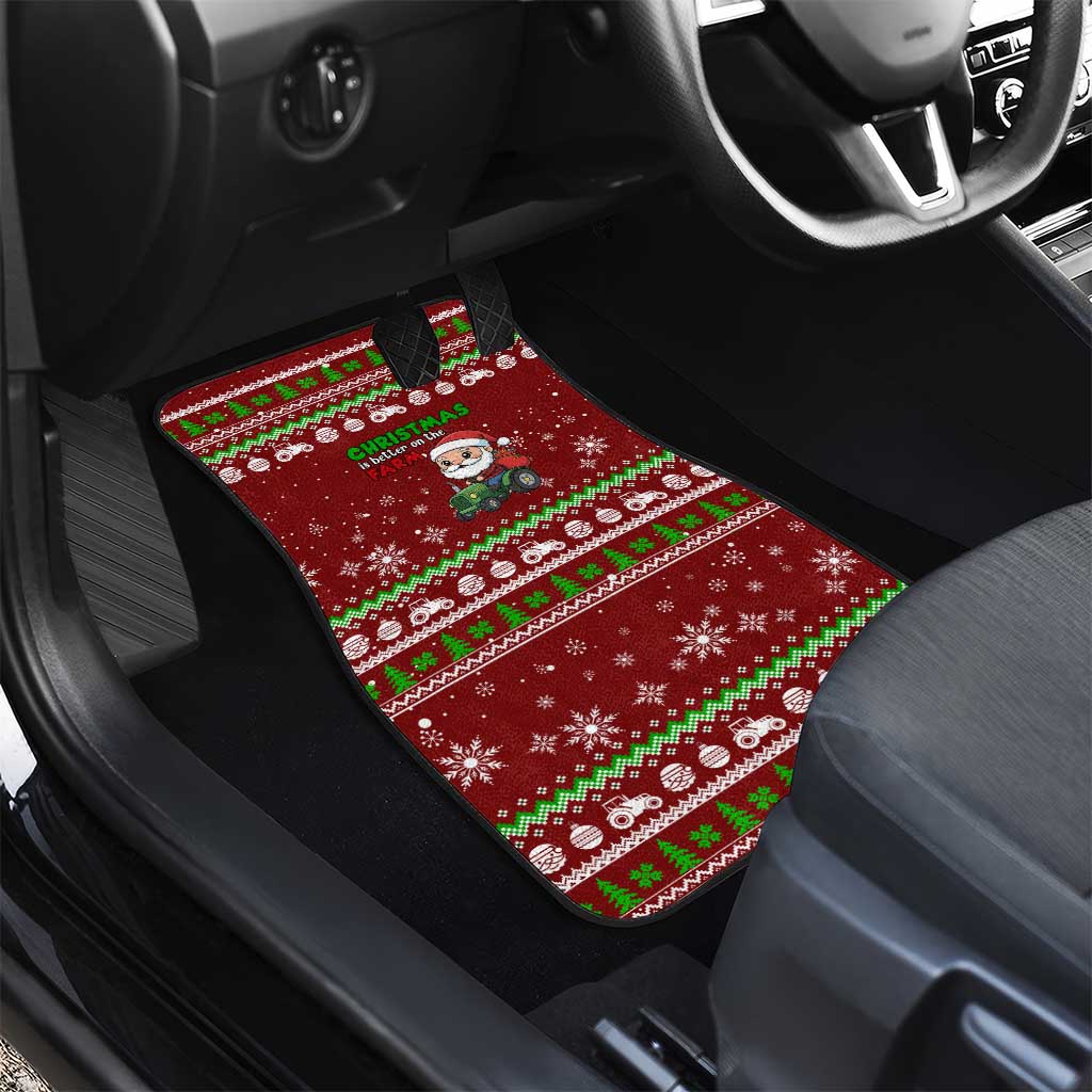 Tractor Santa Christmas Car Mats Xmas Holiday Patterns - Wonder Print Shop
