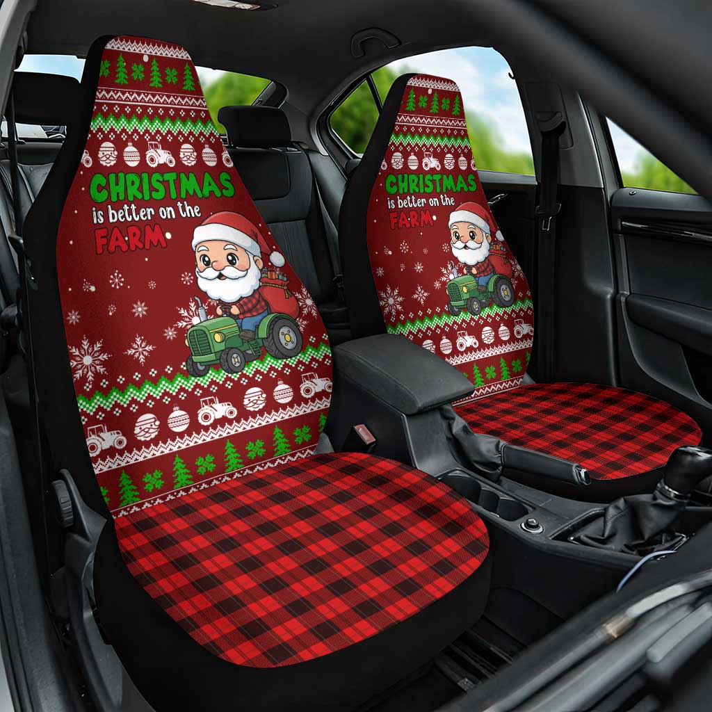 Tractor Santa Christmas Car Seat Cover Xmas Holiday Patterns - Wonder Print Shop