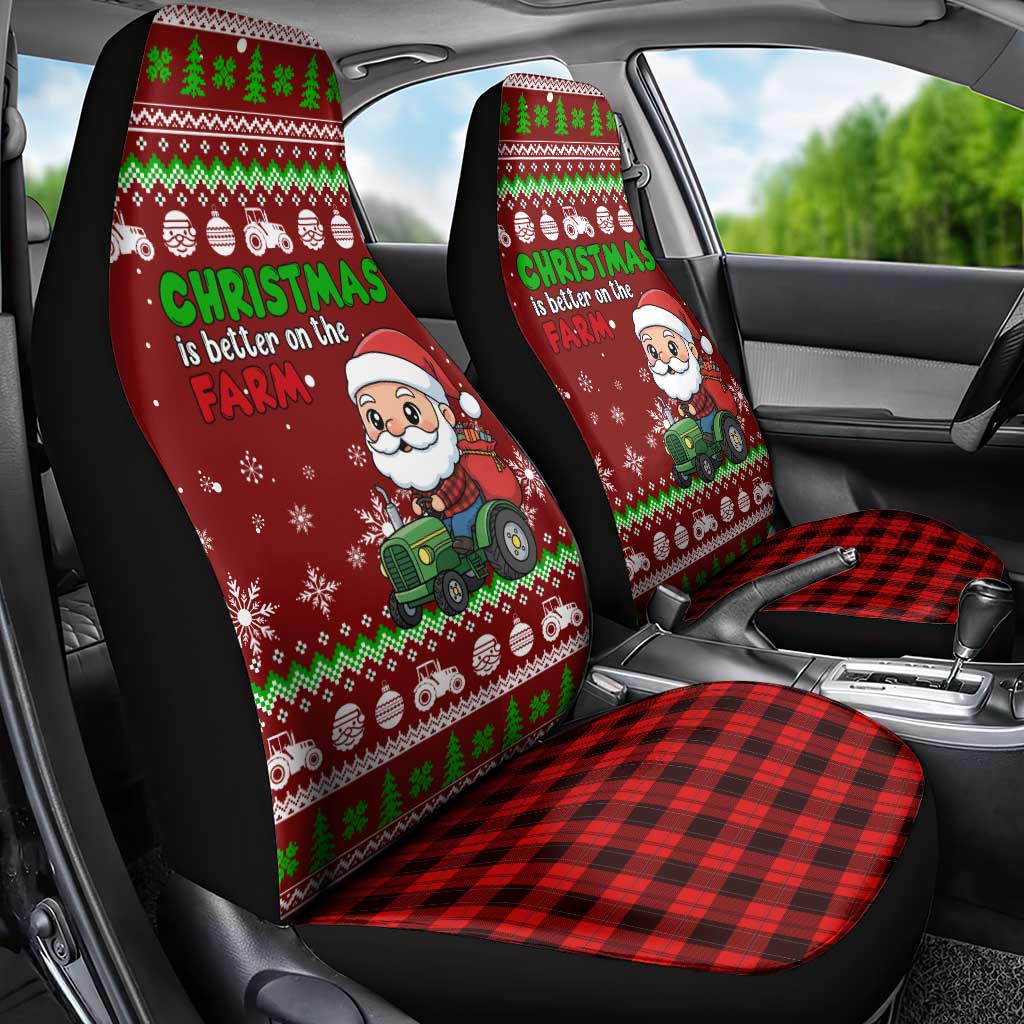 Tractor Santa Christmas Car Seat Cover Xmas Holiday Patterns - Wonder Print Shop