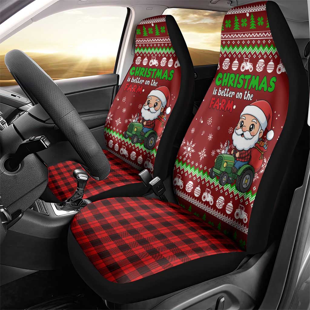 Tractor Santa Christmas Car Seat Cover Xmas Holiday Patterns - Wonder Print Shop