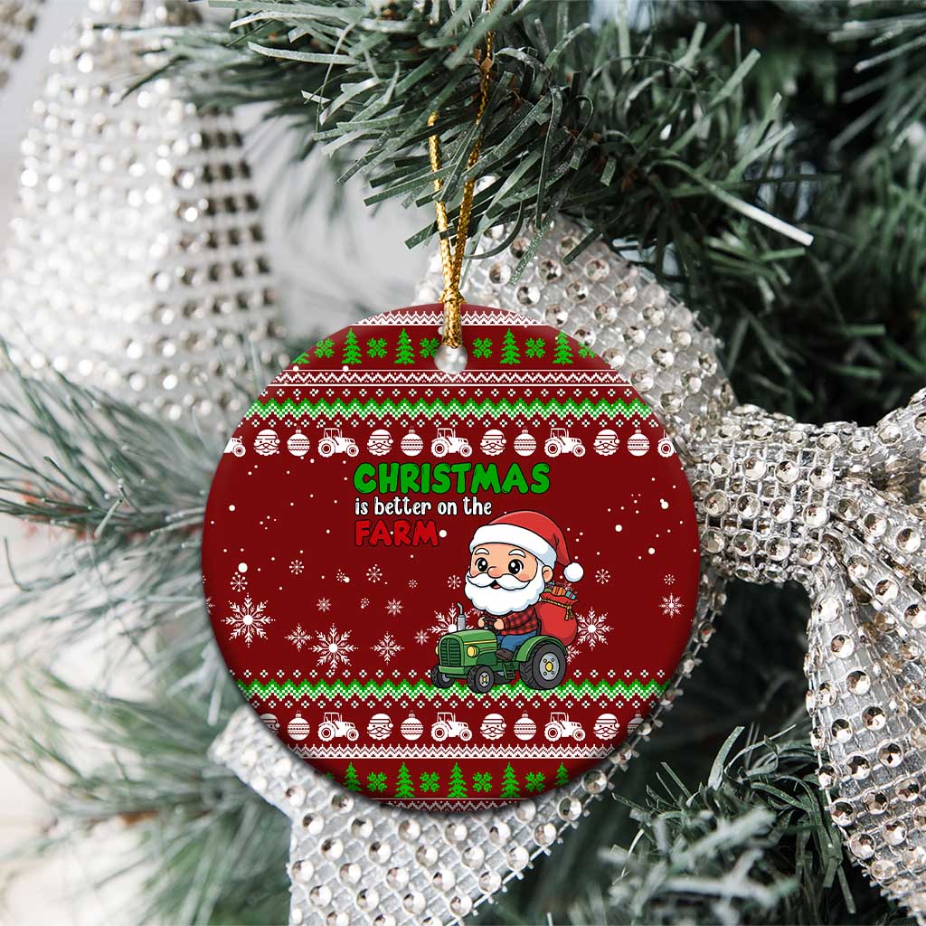 Tractor Santa Christmas Ceramic Ornament Xmas Holiday Patterns - Wonder Print Shop