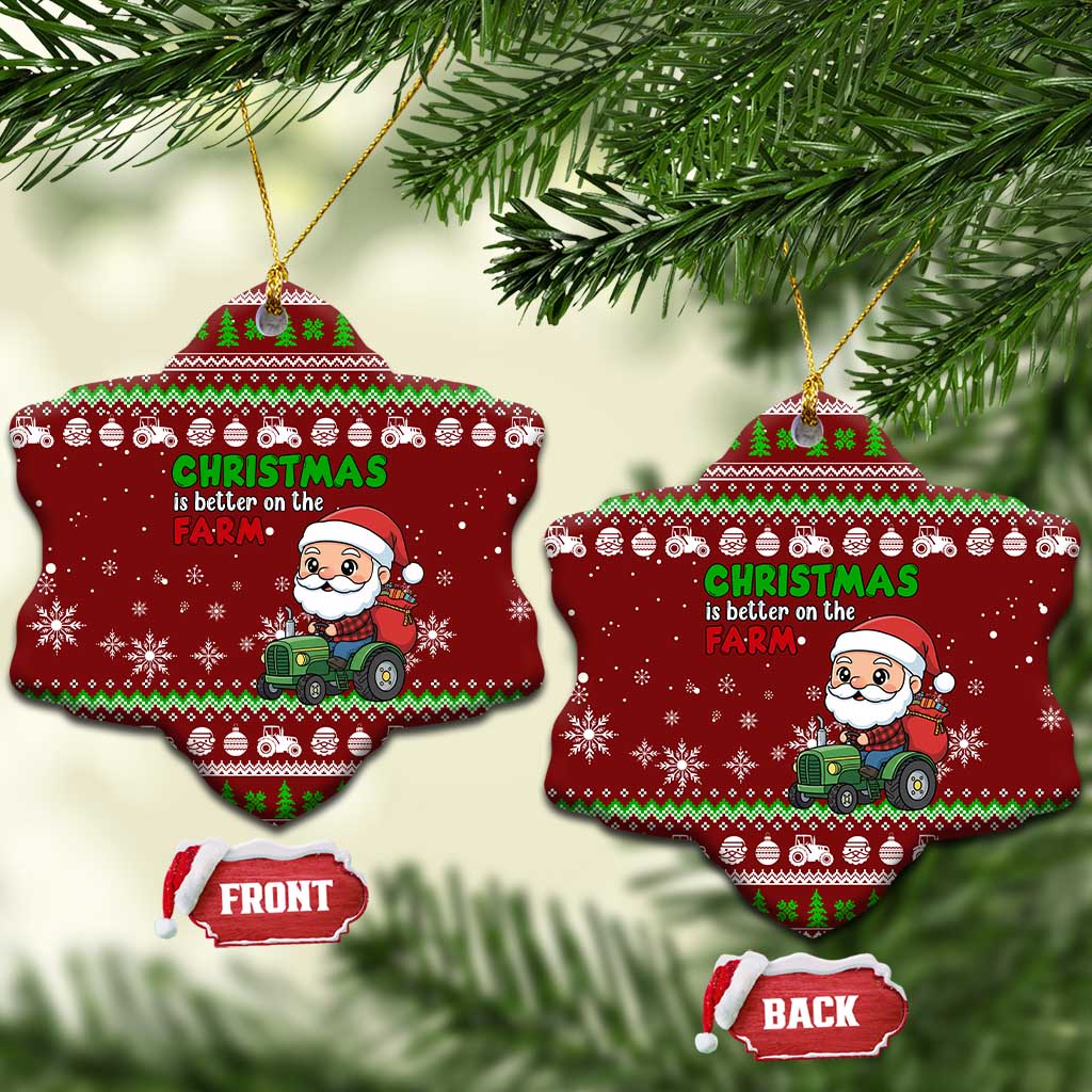 Tractor Santa Christmas Ceramic Ornament Xmas Holiday Patterns - Wonder Print Shop