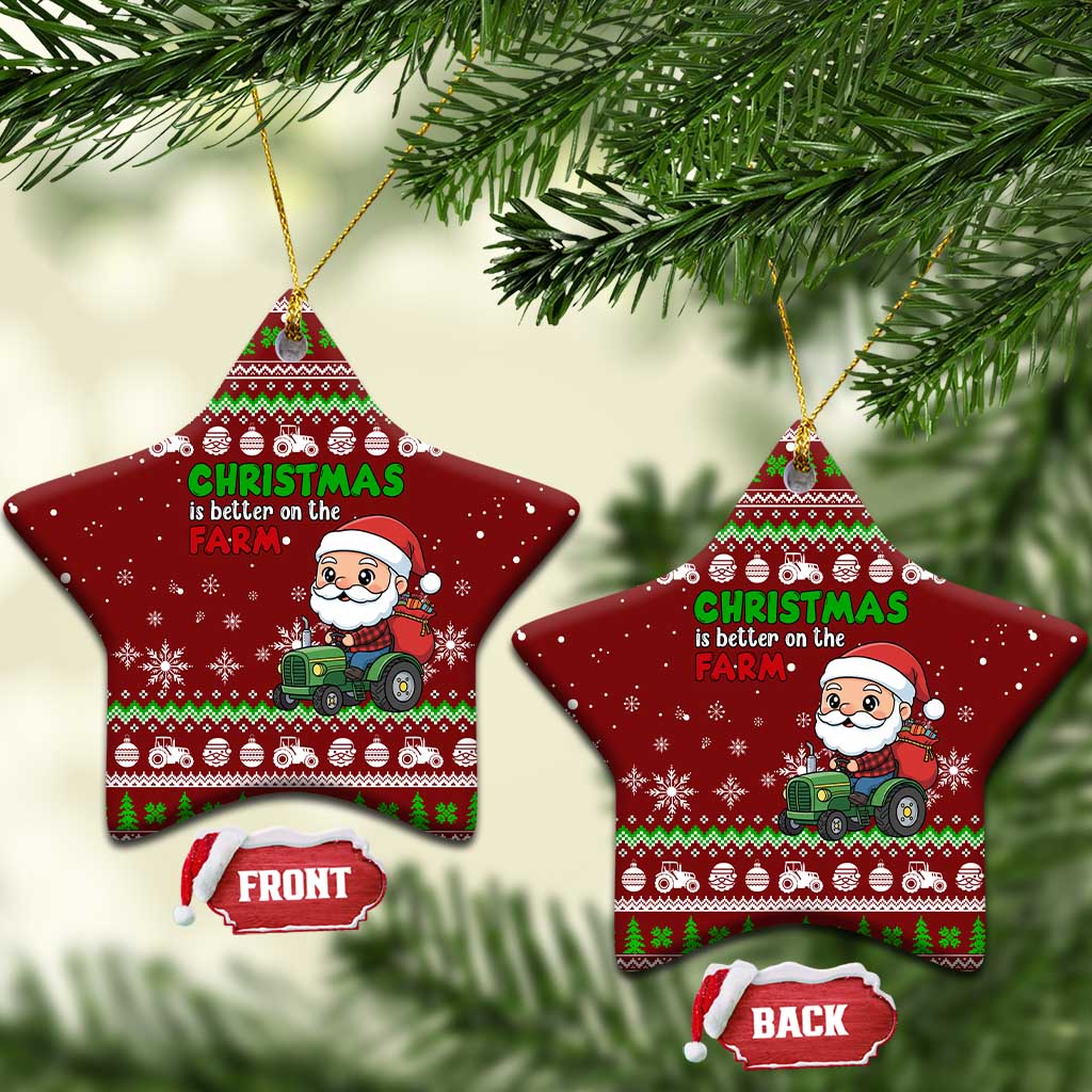 Tractor Santa Christmas Ceramic Ornament Xmas Holiday Patterns - Wonder Print Shop