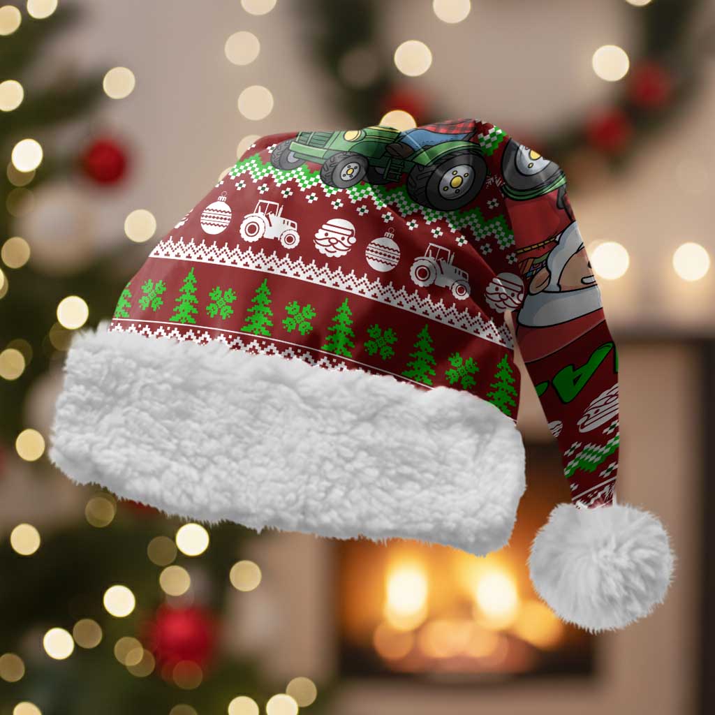 Tractor Santa Christmas Santa Hat Xmas Holiday Patterns - Wonder Print Shop