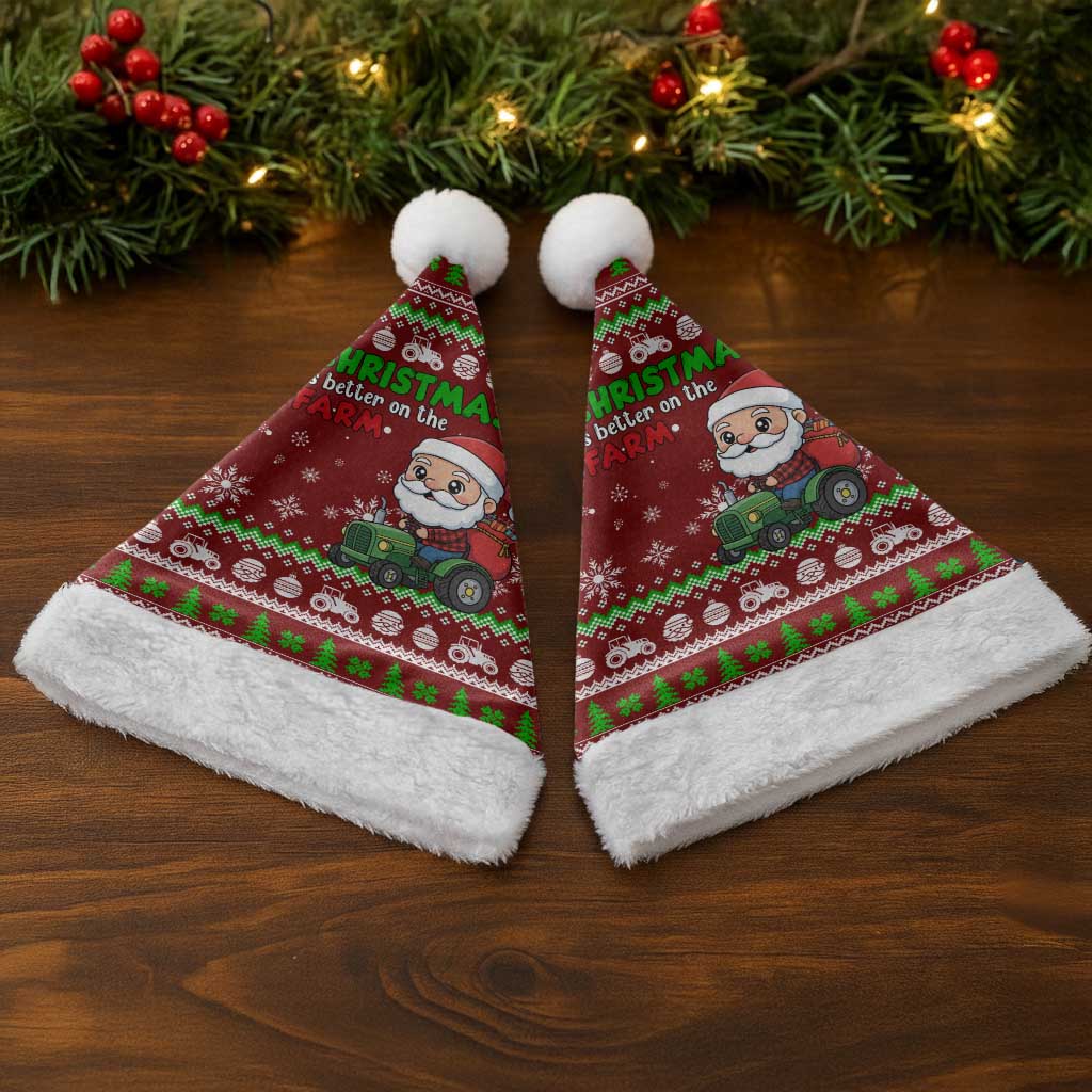 Tractor Santa Christmas Santa Hat Xmas Holiday Patterns - Wonder Print Shop