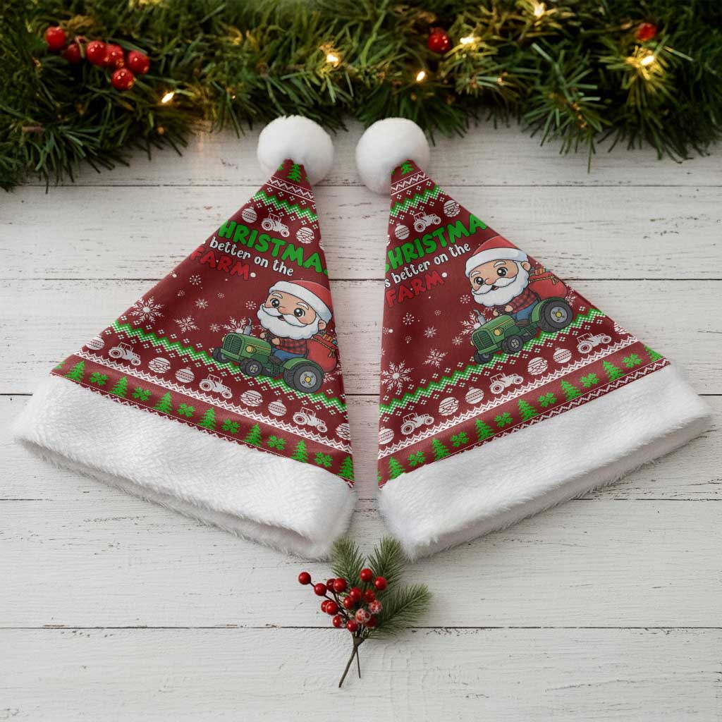 Tractor Santa Christmas Santa Hat Xmas Holiday Patterns - Wonder Print Shop