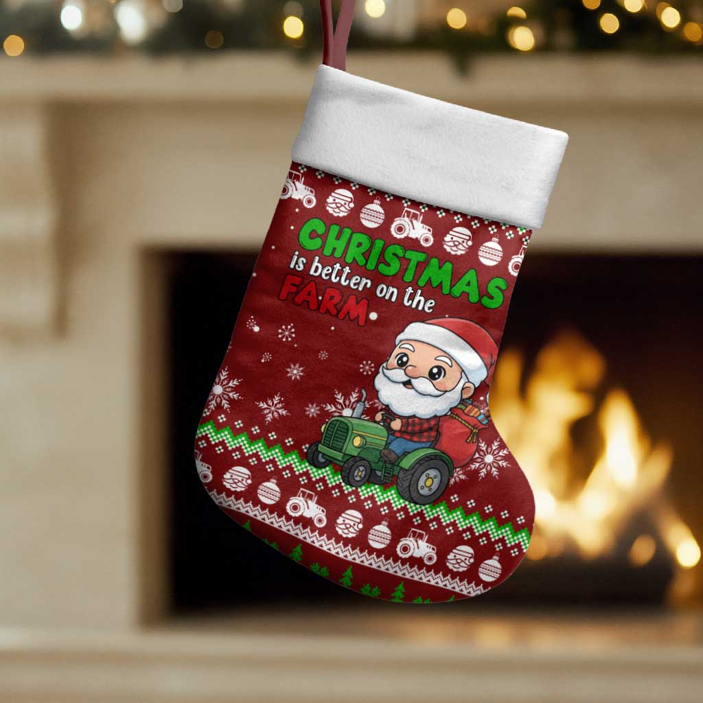 Tractor Santa Christmas Stocking Xmas Holiday Patterns - Wonder Print Shop