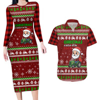 Tractor Santa Christmas Couples Matching Long Sleeve Bodycon Dress and Hawaiian Shirt Xmas Holiday Patterns - Wonder Print Shop