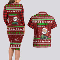 Tractor Santa Christmas Couples Matching Long Sleeve Bodycon Dress and Hawaiian Shirt Xmas Holiday Patterns - Wonder Print Shop