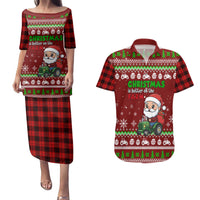 Tractor Santa Christmas Couples Matching Puletasi and Hawaiian Shirt Xmas Holiday Patterns - Wonder Print Shop