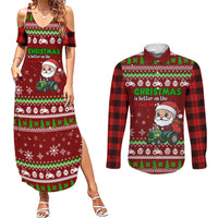 Tractor Santa Christmas Couples Matching Summer Maxi Dress and Long Sleeve Button Shirt Xmas Holiday Patterns - Wonder Print Shop