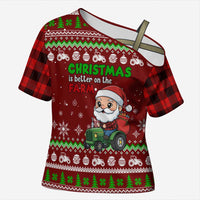 Tractor Santa Christmas Cross Shoulder Shirt Xmas Holiday Patterns - Wonder Print Shop