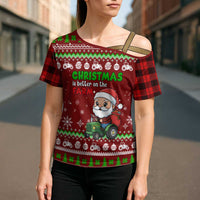 Tractor Santa Christmas Cross Shoulder Shirt Xmas Holiday Patterns - Wonder Print Shop
