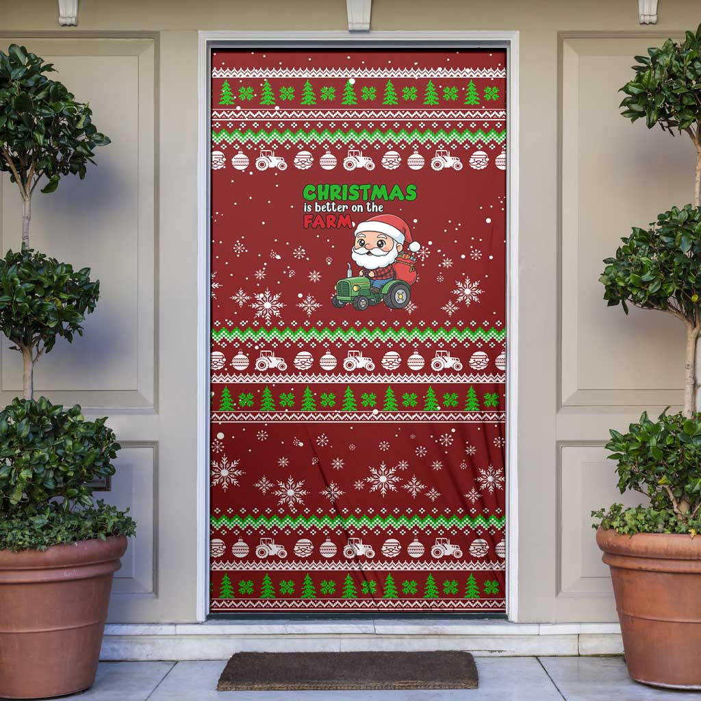 Tractor Santa Christmas Door Cover Xmas Holiday Patterns - Wonder Print Shop