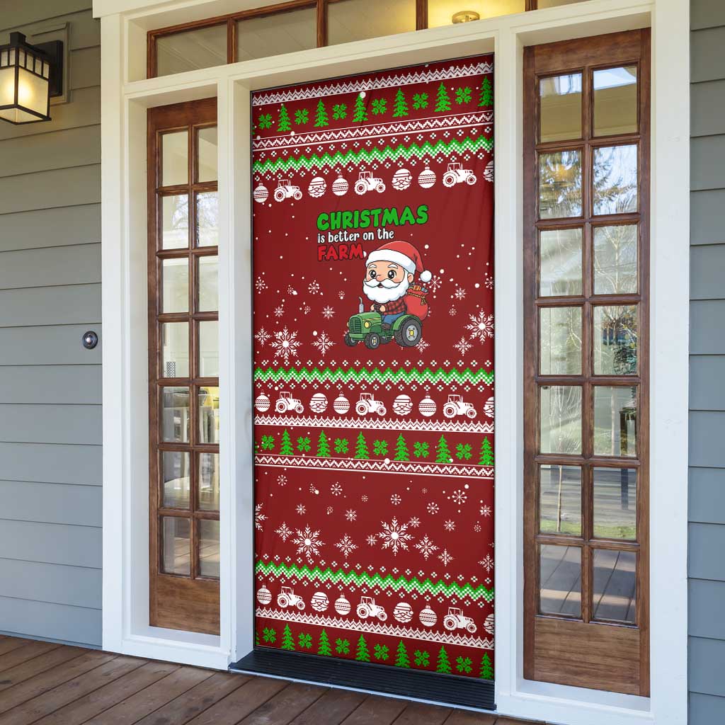 Tractor Santa Christmas Door Cover Xmas Holiday Patterns - Wonder Print Shop