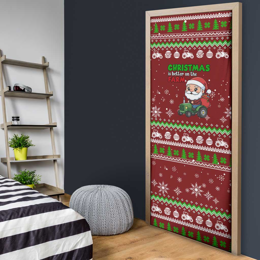 Tractor Santa Christmas Door Cover Xmas Holiday Patterns - Wonder Print Shop