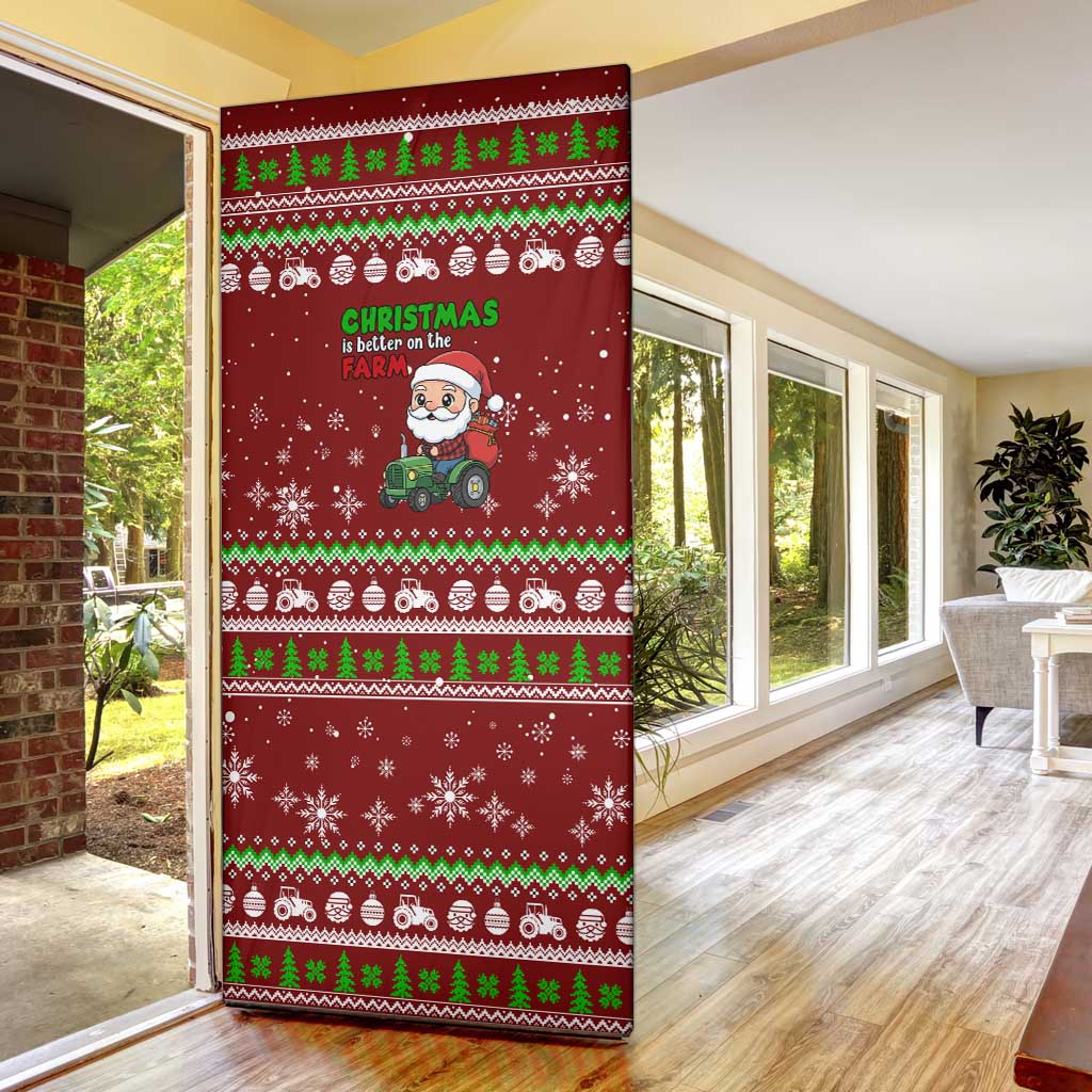 Tractor Santa Christmas Door Cover Xmas Holiday Patterns - Wonder Print Shop