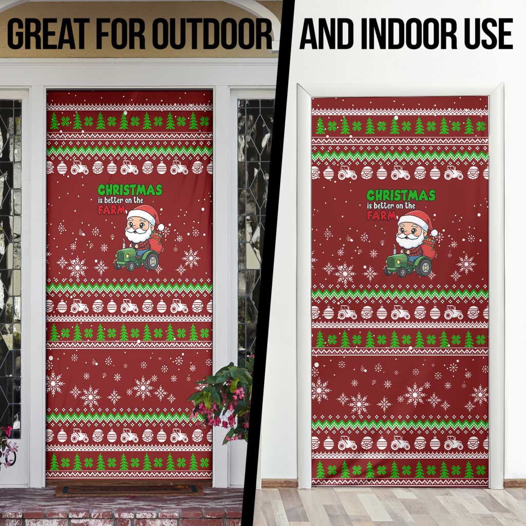 Tractor Santa Christmas Door Cover Xmas Holiday Patterns - Wonder Print Shop