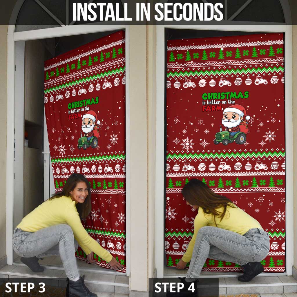 Tractor Santa Christmas Door Cover Xmas Holiday Patterns - Wonder Print Shop