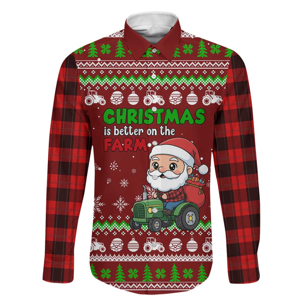Tractor Santa Christmas Family Matching Long Sleeve Bodycon Dress and Hawaiian Shirt Xmas Holiday Patterns - Wonder Print Shop