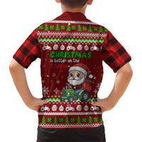 Tractor Santa Christmas Family Matching Off The Shoulder Long Sleeve Dress and Hawaiian Shirt Xmas Holiday Patterns - Wonder Print Shop