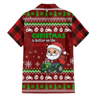 Tractor Santa Christmas Family Matching Off The Shoulder Long Sleeve Dress and Hawaiian Shirt Xmas Holiday Patterns - Wonder Print Shop