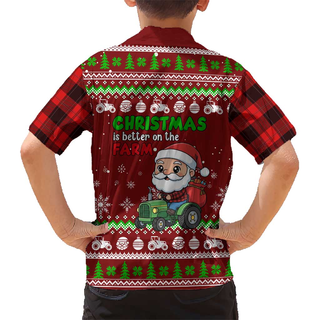 Tractor Santa Christmas Family Matching Off Shoulder Maxi Dress and Hawaiian Shirt Xmas Holiday Patterns - Wonder Print Shop