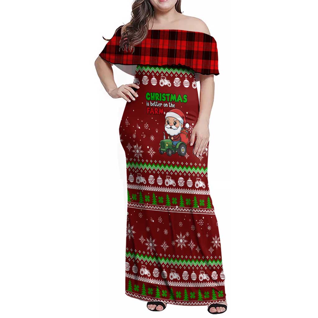 Tractor Santa Christmas Family Matching Off Shoulder Maxi Dress and Hawaiian Shirt Xmas Holiday Patterns - Wonder Print Shop