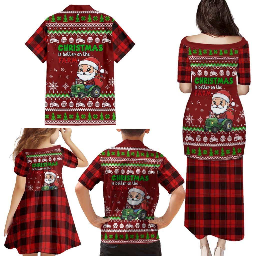 Tractor Santa Christmas Family Matching Puletasi and Hawaiian Shirt Xmas Holiday Patterns - Wonder Print Shop